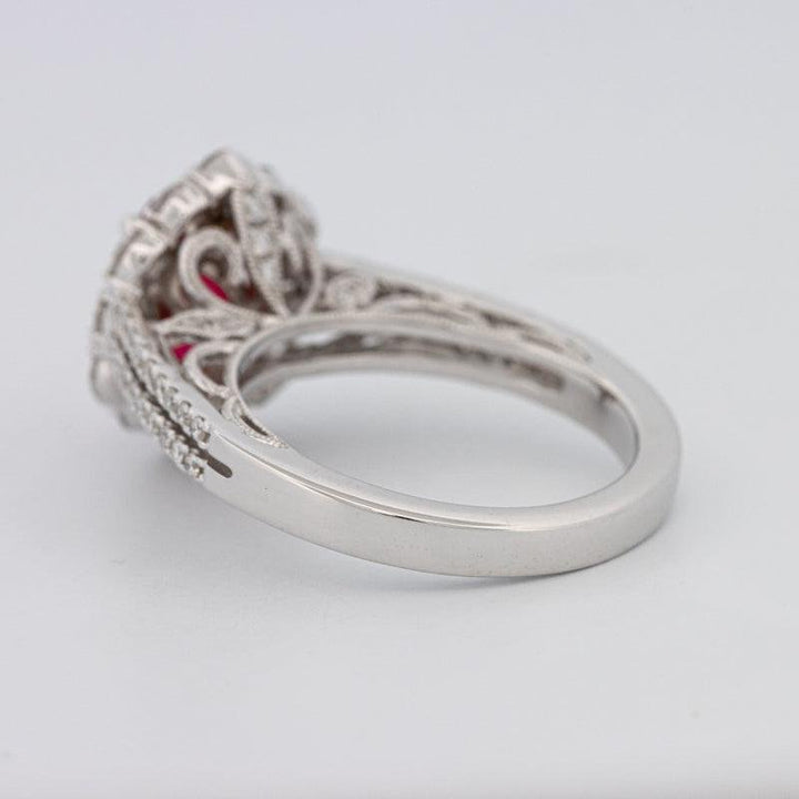 1.30 CT Oval Red Ruby Halo Ring - ZIZOV DIAMONDS