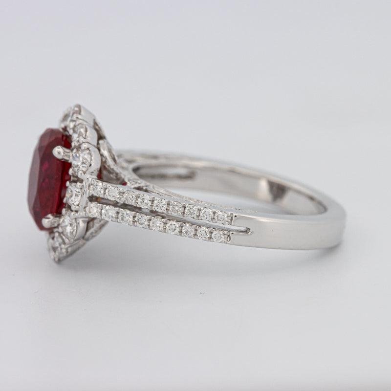 1.30 CT Oval Red Ruby Halo Ring - ZIZOV DIAMONDS