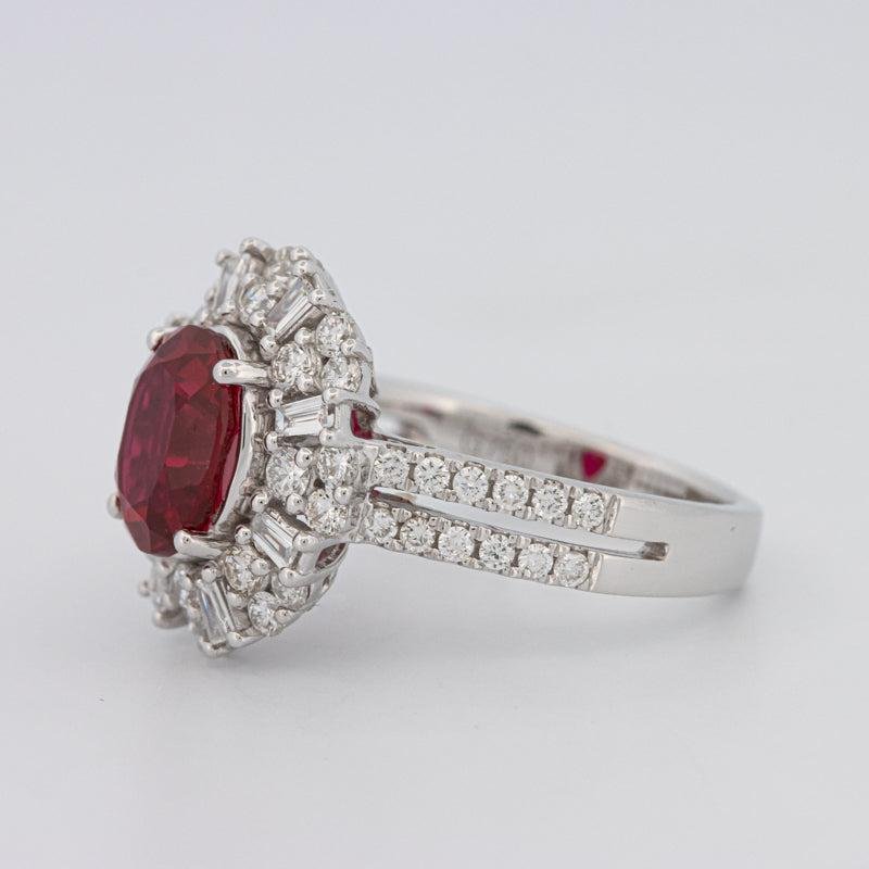 1.30 CT Oval Red Ruby Halo Ring - ZIZOV DIAMONDS