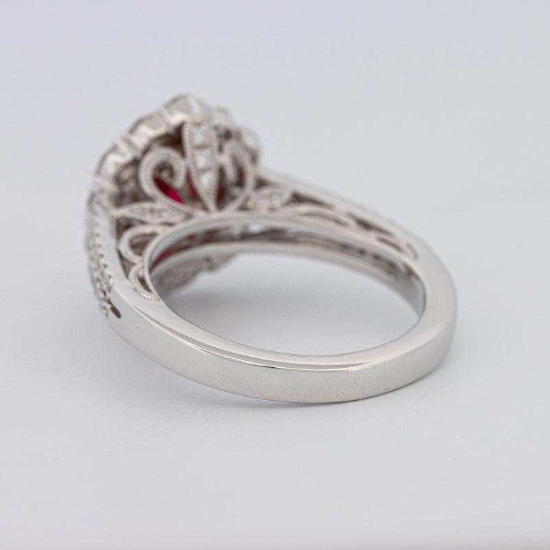 1.30 CT Oval Red Ruby Halo Ring - ZIZOV DIAMONDS