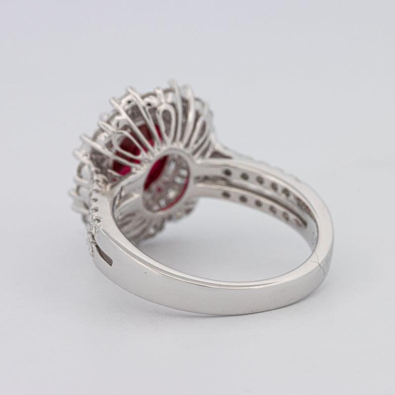 1.30 CT Oval Red Ruby Halo Ring - ZIZOV DIAMONDS