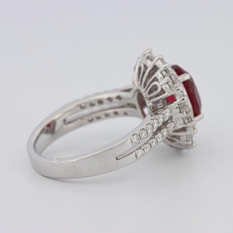 1.30 CT Oval Red Ruby Halo Ring - ZIZOV DIAMONDS