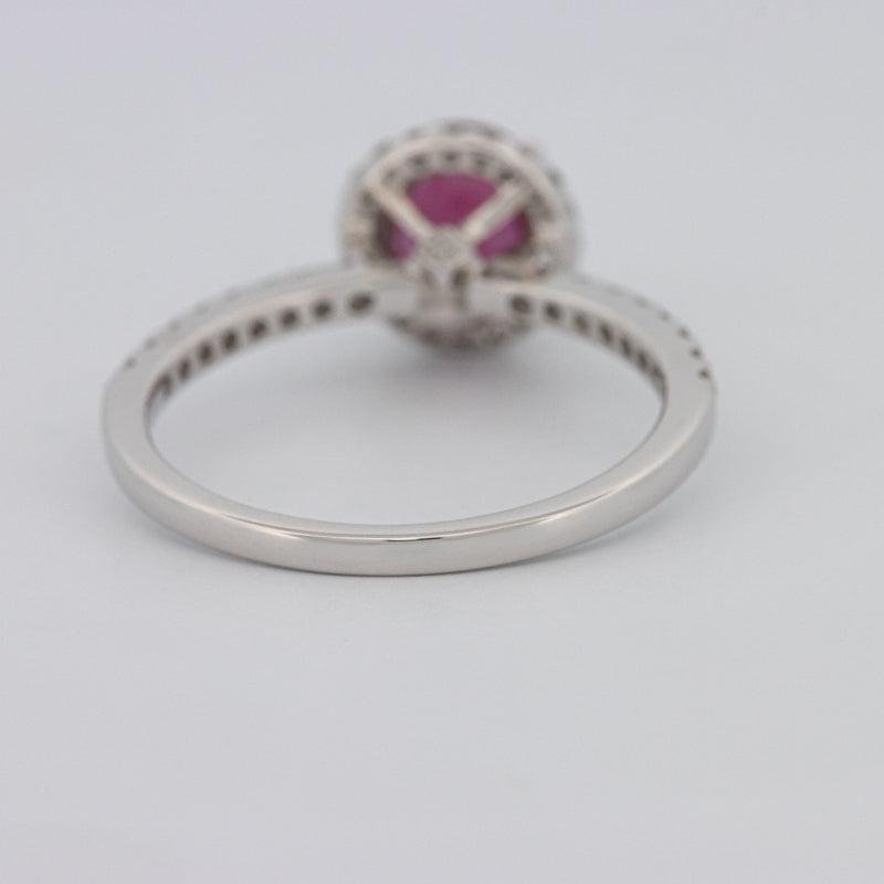 1.30 CT Oval Red Ruby Halo Ring - ZIZOV DIAMONDS