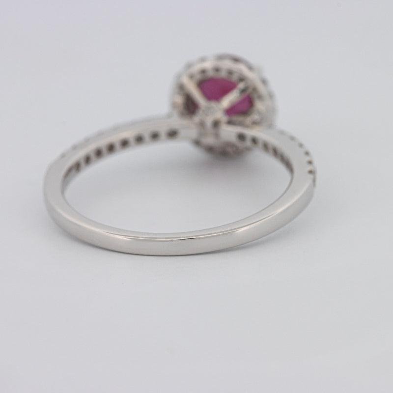 1.30 CT Oval Red Ruby Halo Ring - ZIZOV DIAMONDS