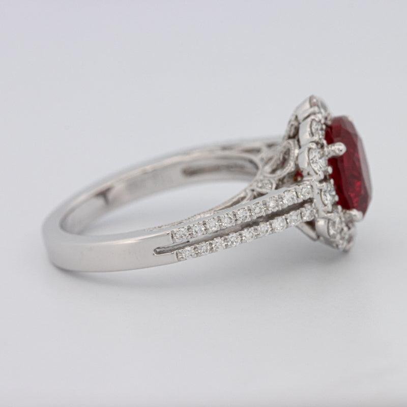 1.30 CT Oval Red Ruby Halo Ring - ZIZOV DIAMONDS