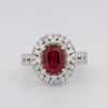 1.30 CT Oval Red Ruby Halo Ring - ZIZOV DIAMONDS
