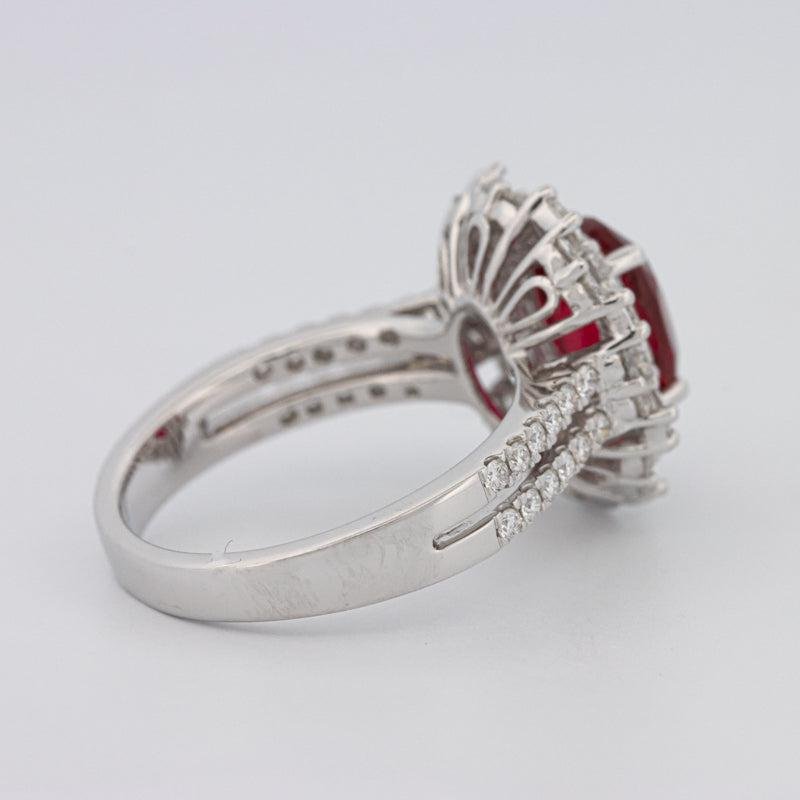 1.30 CT Oval Red Ruby Halo Ring - ZIZOV DIAMONDS