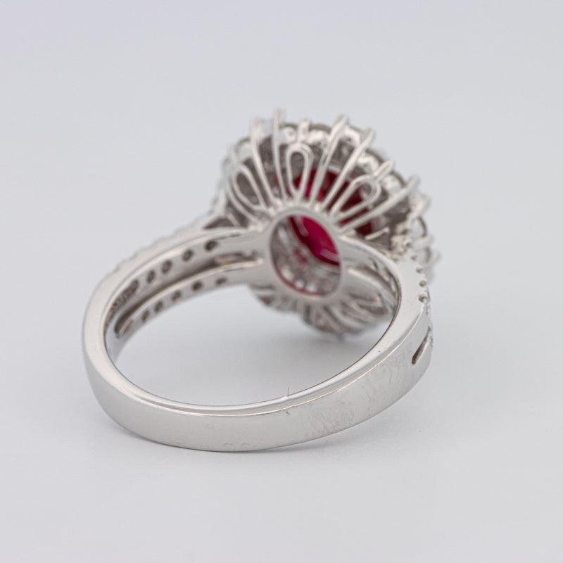 1.30 CT Oval Red Ruby Halo Ring - ZIZOV DIAMONDS