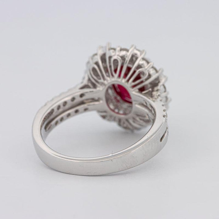 1.30 CT Oval Red Ruby Halo Ring - ZIZOV DIAMONDS