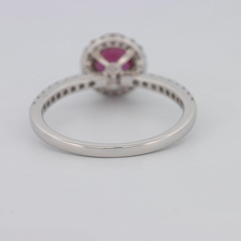 1.30 CT Oval Red Ruby Halo Ring - ZIZOV DIAMONDS