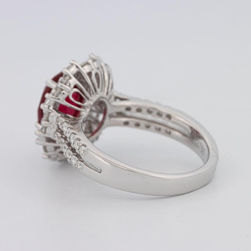 1.30 CT Oval Red Ruby Halo Ring - ZIZOV DIAMONDS