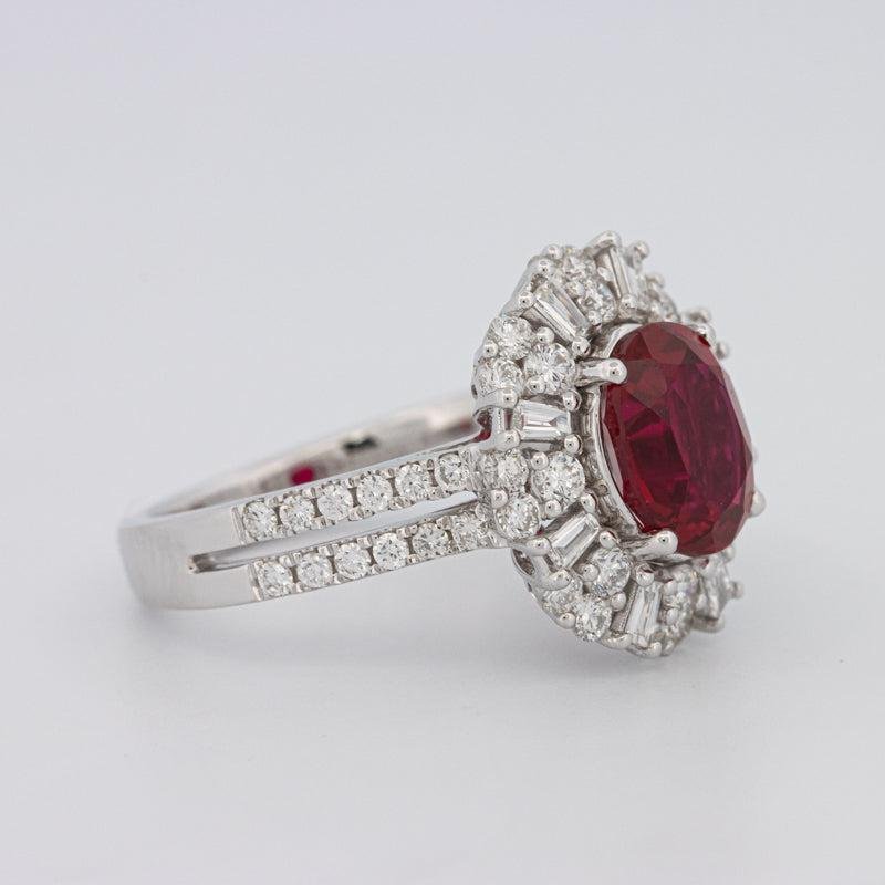 1.30 CT Oval Red Ruby Halo Ring - ZIZOV DIAMONDS