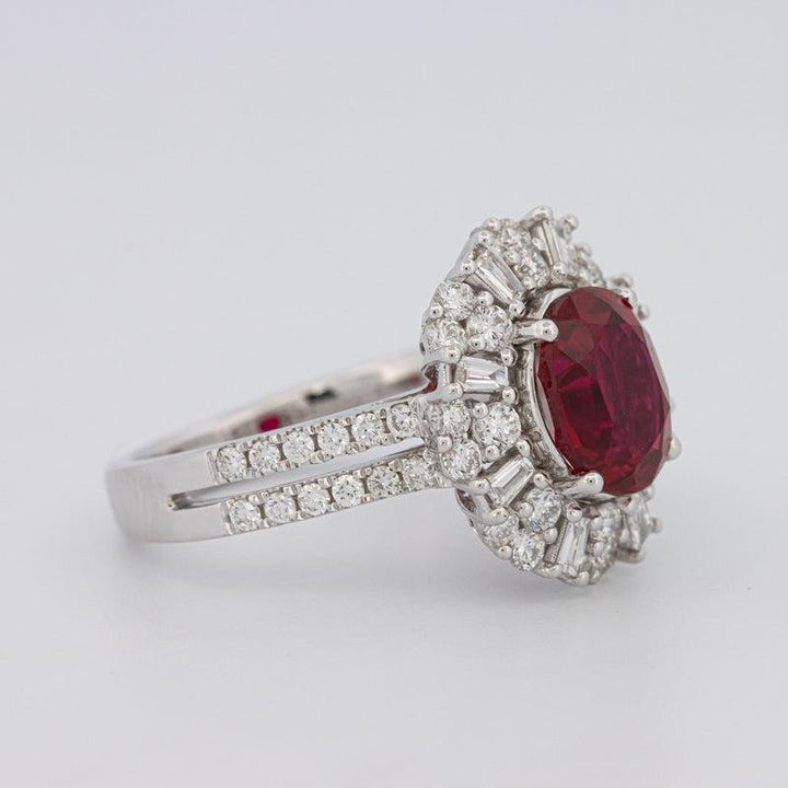 1.30 CT Oval Red Ruby Halo Ring - ZIZOV DIAMONDS
