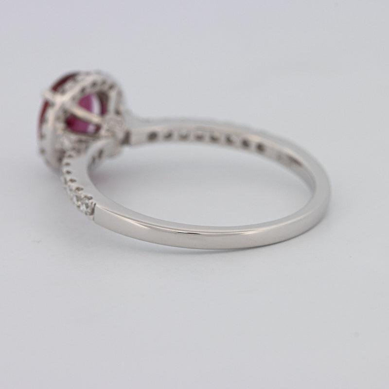 1.30 CT Oval Red Ruby Halo Ring - ZIZOV DIAMONDS