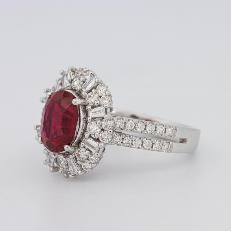 1.30 CT Oval Red Ruby Halo Ring - ZIZOV DIAMONDS