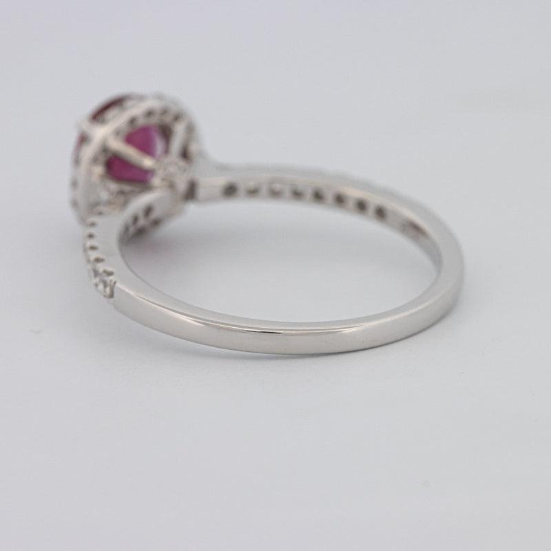1.30 CT Oval Red Ruby Halo Ring - ZIZOV DIAMONDS