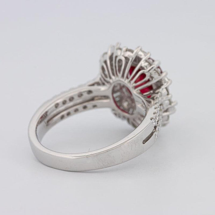 1.30 CT Oval Red Ruby Halo Ring - ZIZOV DIAMONDS