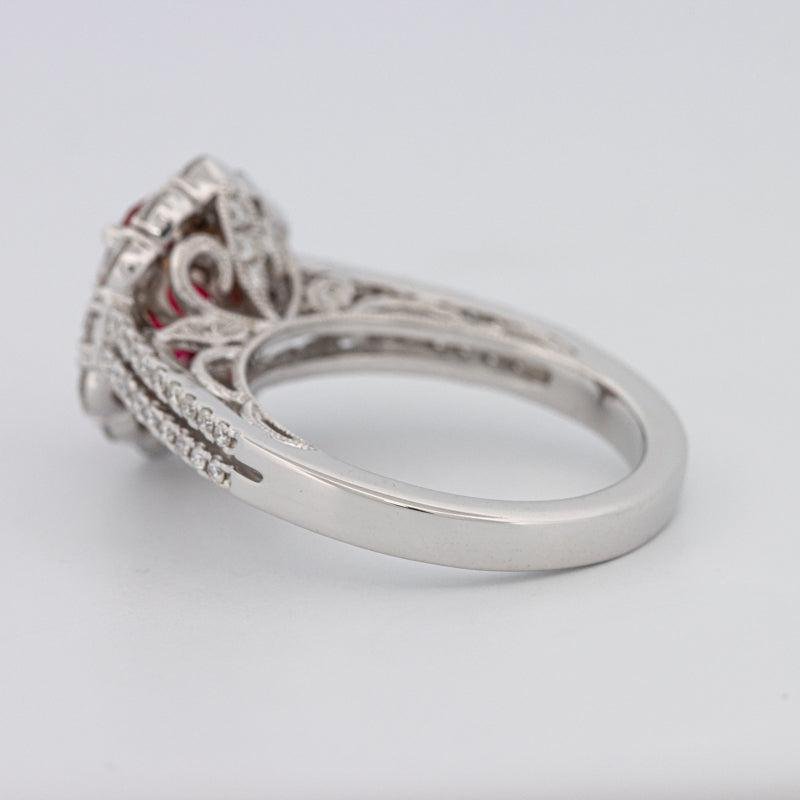 1.30 CT Oval Red Ruby Halo Ring - ZIZOV DIAMONDS