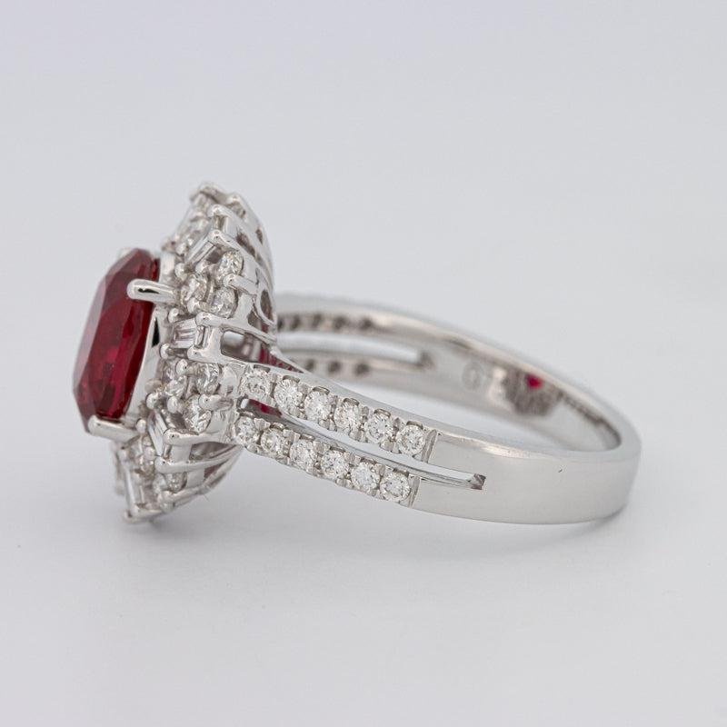 1.30 CT Oval Red Ruby Halo Ring - ZIZOV DIAMONDS