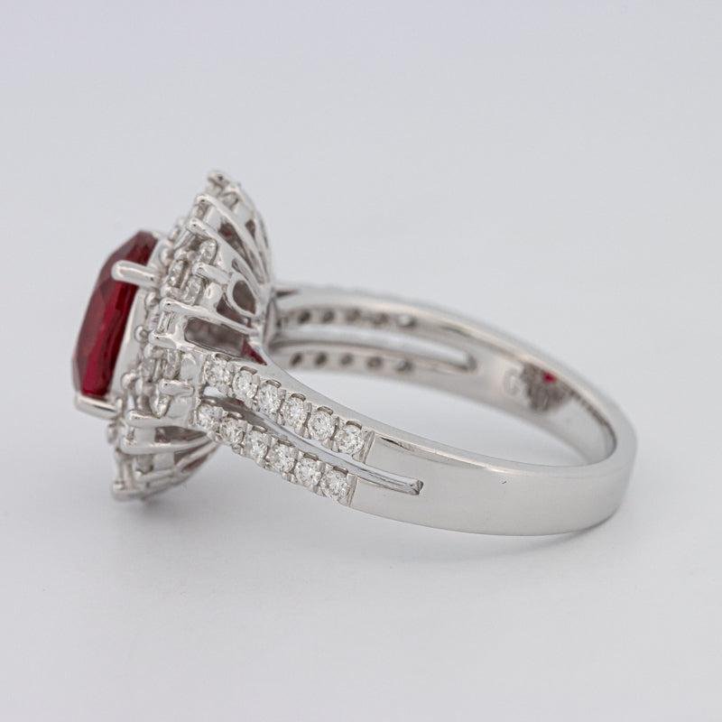 1.30 CT Oval Red Ruby Halo Ring - ZIZOV DIAMONDS