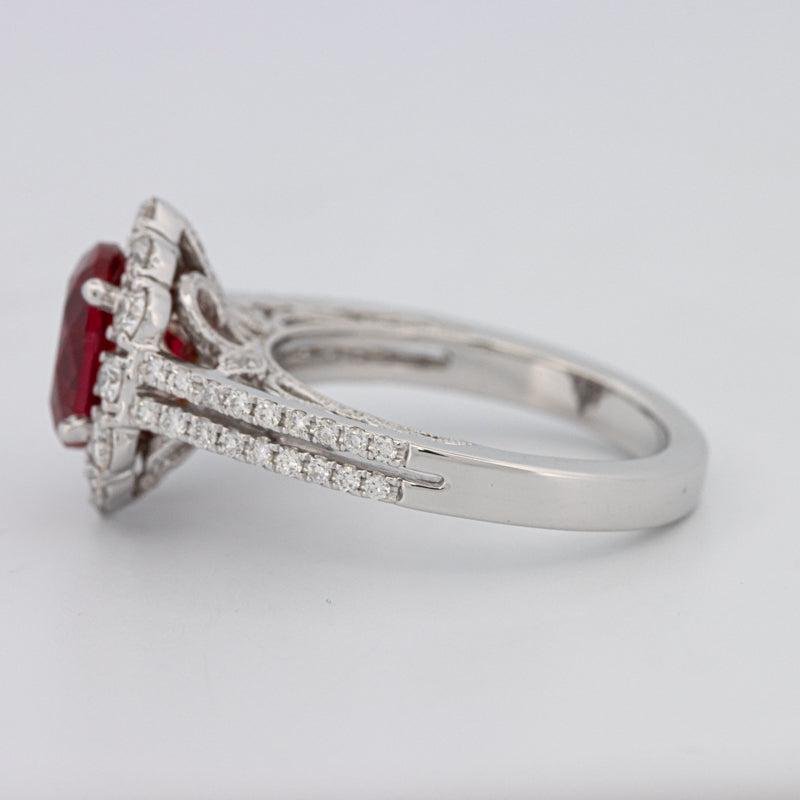 1.30 CT Oval Red Ruby Halo Ring - ZIZOV DIAMONDS