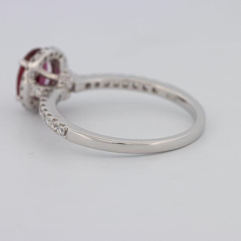 1.30 CT Oval Red Ruby Halo Ring - ZIZOV DIAMONDS