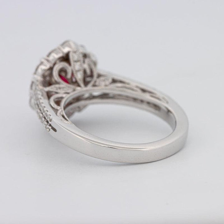 1.30 CT Oval Red Ruby Halo Ring - ZIZOV DIAMONDS