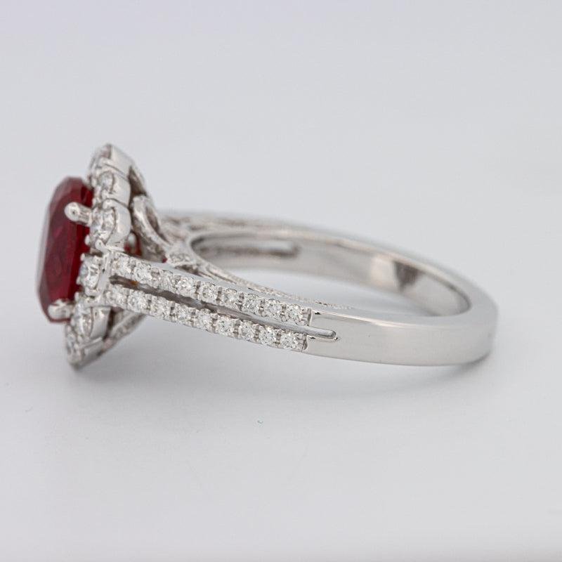 1.30 CT Oval Red Ruby Halo Ring - ZIZOV DIAMONDS