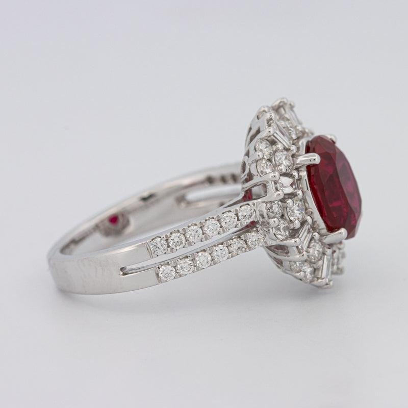 1.30 CT Oval Red Ruby Halo Ring - ZIZOV DIAMONDS
