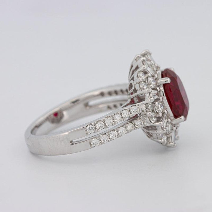 1.30 CT Oval Red Ruby Halo Ring - ZIZOV DIAMONDS