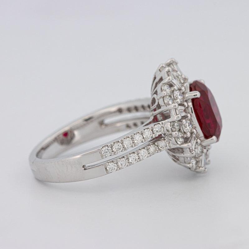 1.30 CT Oval Red Ruby Halo Ring - ZIZOV DIAMONDS