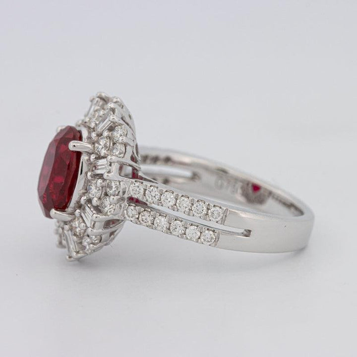 1.30 CT Oval Red Ruby Halo Ring - ZIZOV DIAMONDS