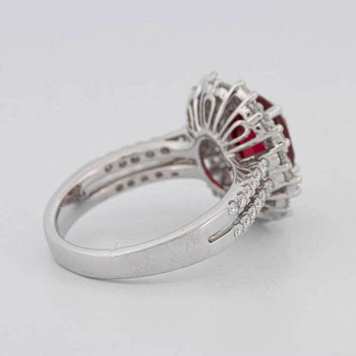 1.30 CT Oval Red Ruby Halo Ring - ZIZOV DIAMONDS