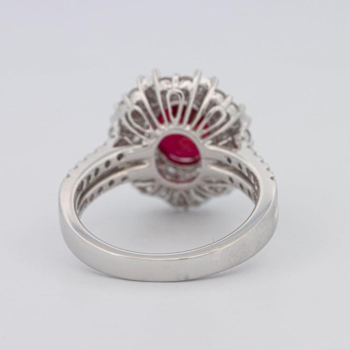 1.30 CT Oval Red Ruby Halo Ring - ZIZOV DIAMONDS