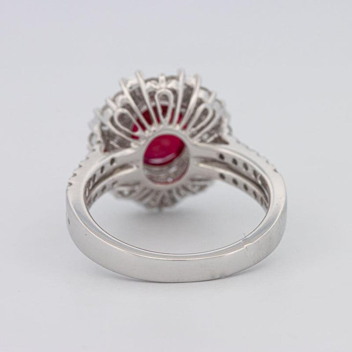 1.30 CT Oval Red Ruby Halo Ring - ZIZOV DIAMONDS
