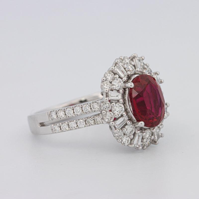 1.30 CT Oval Red Ruby Halo Ring - ZIZOV DIAMONDS
