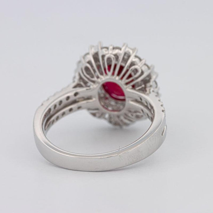 1.30 CT Oval Red Ruby Halo Ring - ZIZOV DIAMONDS