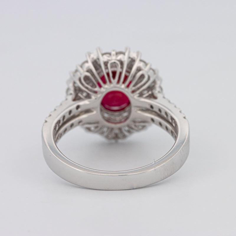 1.30 CT Oval Red Ruby Halo Ring - ZIZOV DIAMONDS