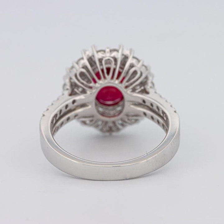 1.30 CT Oval Red Ruby Halo Ring - ZIZOV DIAMONDS