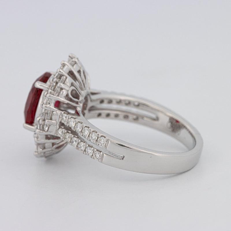 1.30 CT Oval Red Ruby Halo Ring - ZIZOV DIAMONDS