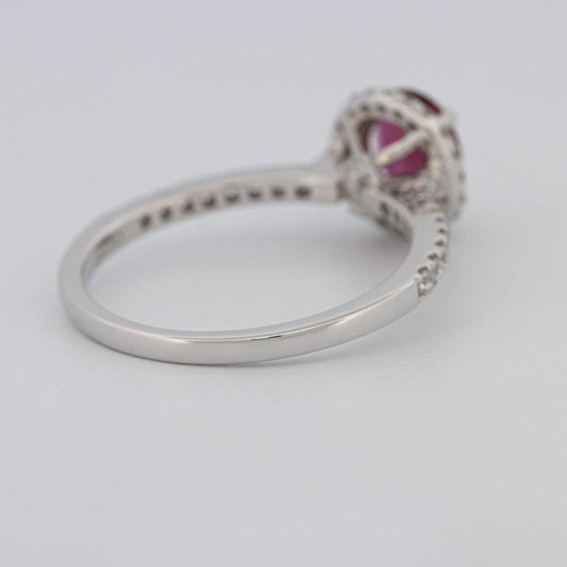 1.30 CT Oval Red Ruby Halo Ring - ZIZOV DIAMONDS