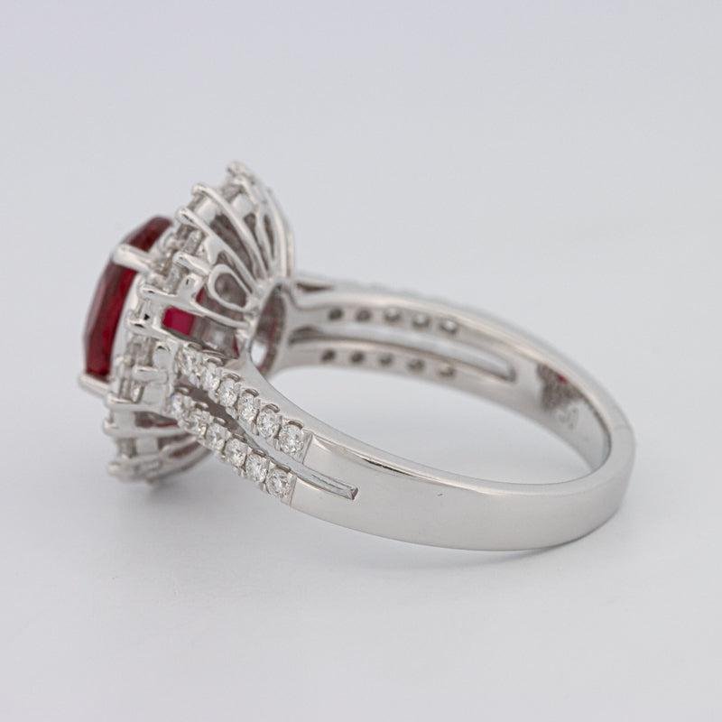 1.30 CT Oval Red Ruby Halo Ring - ZIZOV DIAMONDS