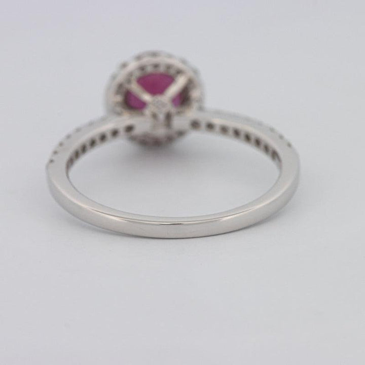 1.30 CT Oval Red Ruby Halo Ring - ZIZOV DIAMONDS