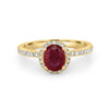 1.30 CT Oval Red Ruby Halo Ring - ZIZOV DIAMONDS