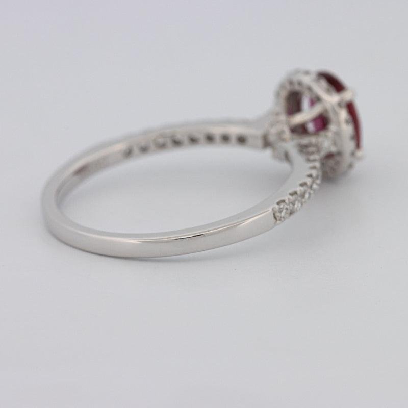 1.30 CT Oval Red Ruby Halo Ring - ZIZOV DIAMONDS