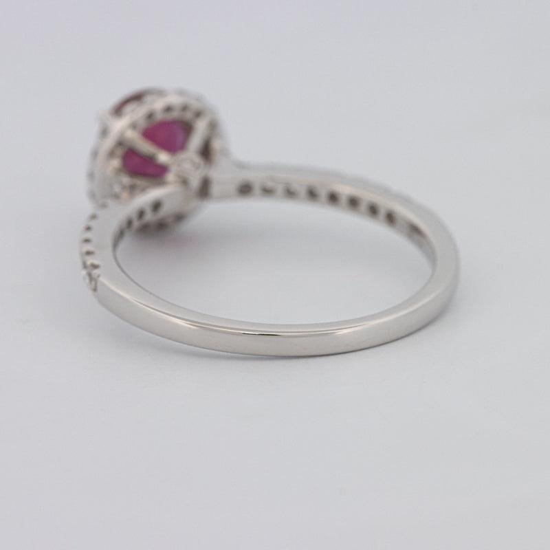 1.30 CT Oval Red Ruby Halo Ring - ZIZOV DIAMONDS