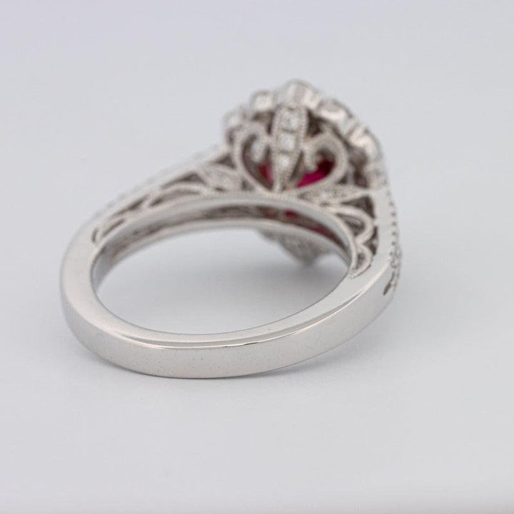 1.30 CT Oval Red Ruby Halo Ring - ZIZOV DIAMONDS