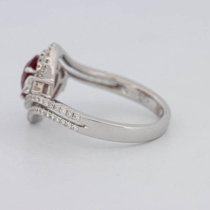 1.35 CT Pearshape Red Ruby Ring - ZIZOV DIAMONDS