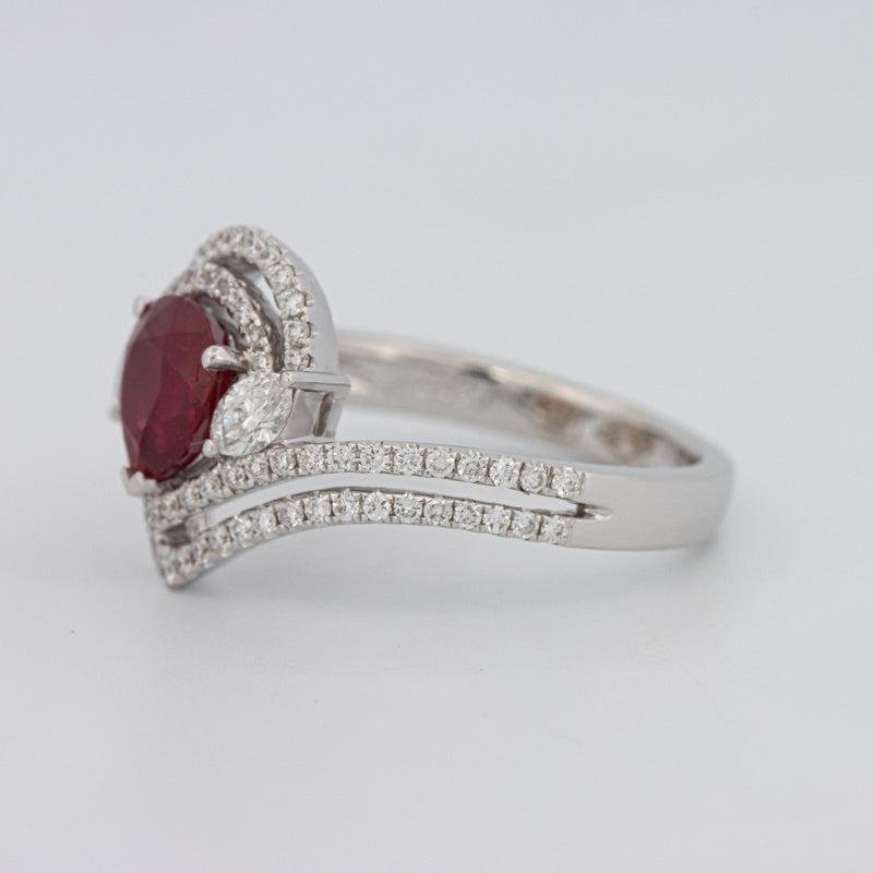 1.35 CT Pearshape Red Ruby Ring - ZIZOV DIAMONDS