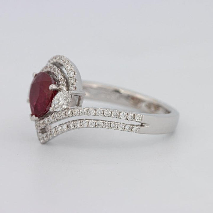 1.35 CT Pearshape Red Ruby Ring - ZIZOV DIAMONDS